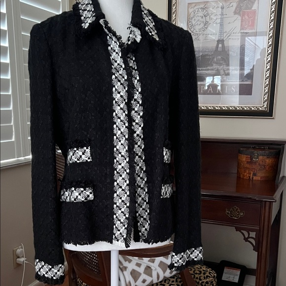 Carlisle Jackets & Blazers - Carlisle Black and White Textured Blazer